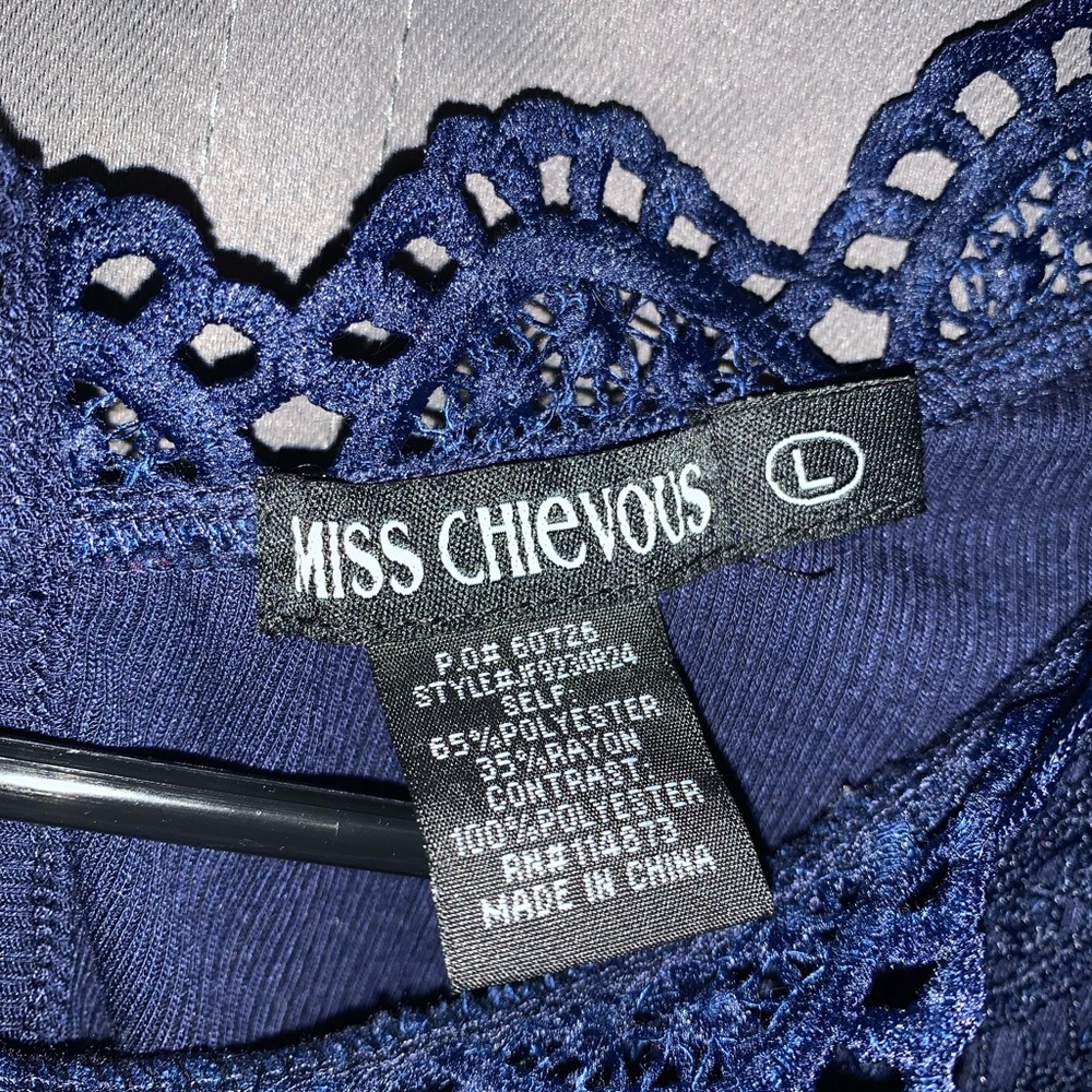 Blue Laced Long Sleeve Blouse - Picture 4 of 6